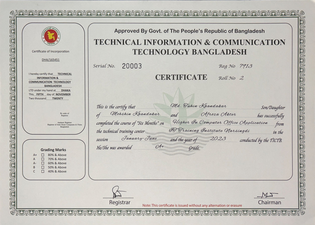 Microsoft Office Applications Specialist - ICT Bangladesh